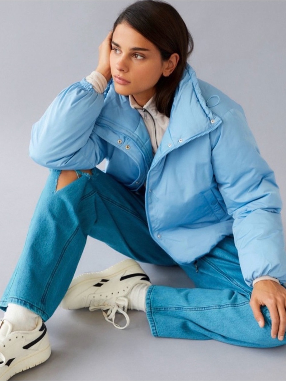 BDG Urban Outfitters Isla Puffer Jacket Baby Blue Size Small